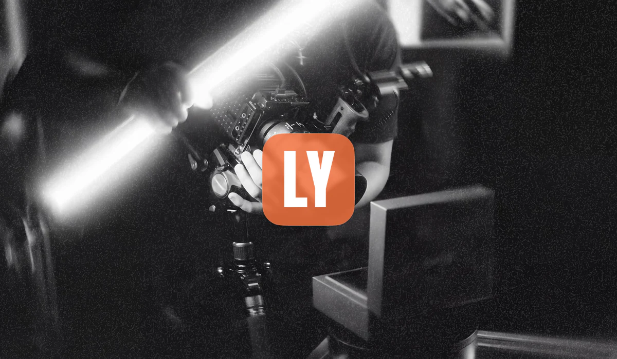 LY Visuals website cover featuring a camera operator on a film set
